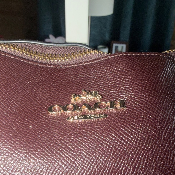 Coach Glittery Brown Leather Tote with Floral Scarf - Picture 3 of 15